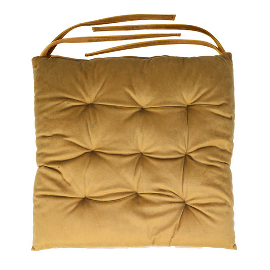 Velvet Slip Free Tufted  Chair Cushion Khaki 40x40cm - Cotton Home