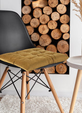 Velvet Slip Free Tufted  Chair Cushion Khaki 40x40cm - Cotton Home