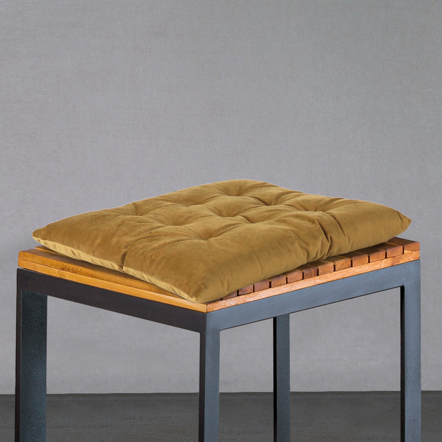 Velvet Slip Free Tufted  Chair Cushion Khaki 40x40cm - Pack of 4 - Cotton Home