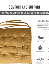 Velvet Slip Free Tufted  Chair Cushion Khaki 40x40cm - Pack of 4 - Cotton Home