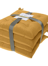 Velvet Slip Free Tufted  Chair Cushion Khaki 40x40cm - Pack of 4 - Cotton Home