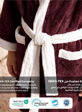 Puddle Kids Cotton Bathrobe with Hood, Tie Belt & Pockets - Burgundy