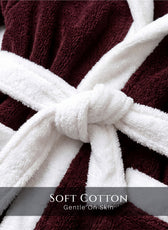 Puddle Kids Cotton Bathrobe with Hood, Tie Belt & Pockets - Burgundy