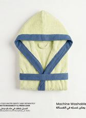 Puddle Kids Cotton Bathrobe with Hood, Tie Belt & Pockets - Light Green