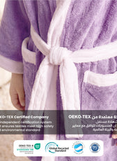 Puddle Kids Cotton Bathrobe with Hood, Tie Belt & Pockets - Light Purple