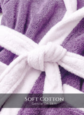 Puddle Kids Cotton Bathrobe with Hood, Tie Belt & Pockets - Light Purple
