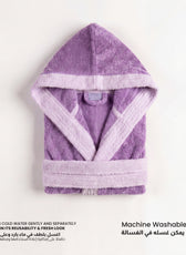 Puddle Kids Cotton Bathrobe with Hood, Tie Belt & Pockets - Light Purple
