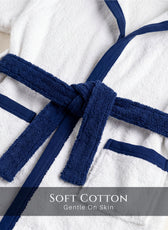 Puddle Kids Cotton Bathrobe with Hood, Tie Belt & Pockets - White