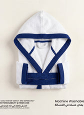 Puddle Kids Cotton Bathrobe with Hood, Tie Belt & Pockets - White