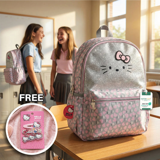 Hello Kitty Printed School Backpack and Hair Accessories Bundle 18