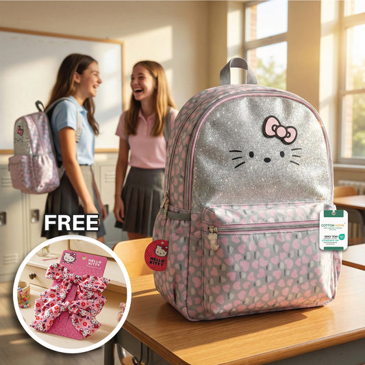 Hello Kitty Printed School Backpack and Hair Accessories Bundle 20