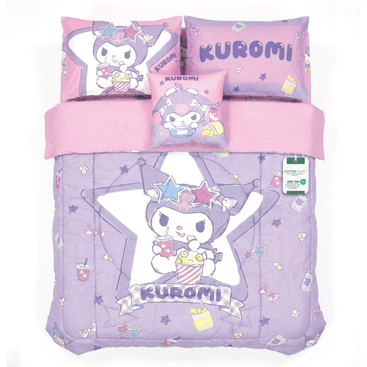 Kuromi Official Kids Bedding Set – 5 Piece Comforter Set Cozy & Colorful Cartoon Character with Matching Pillowcases & Bedsheet