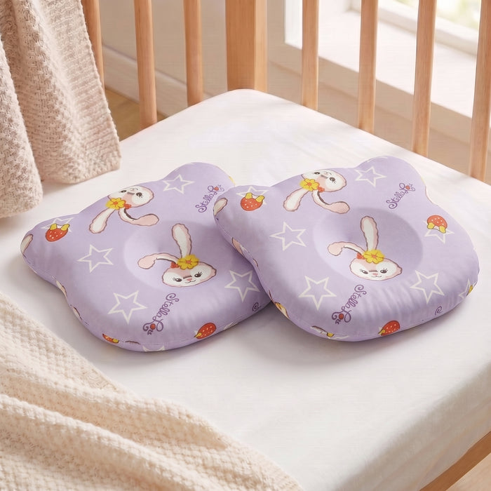 Memory Foam Baby Pillow Pack of 2  Soft Cotton Removable Cover 25x20 cm Lavender