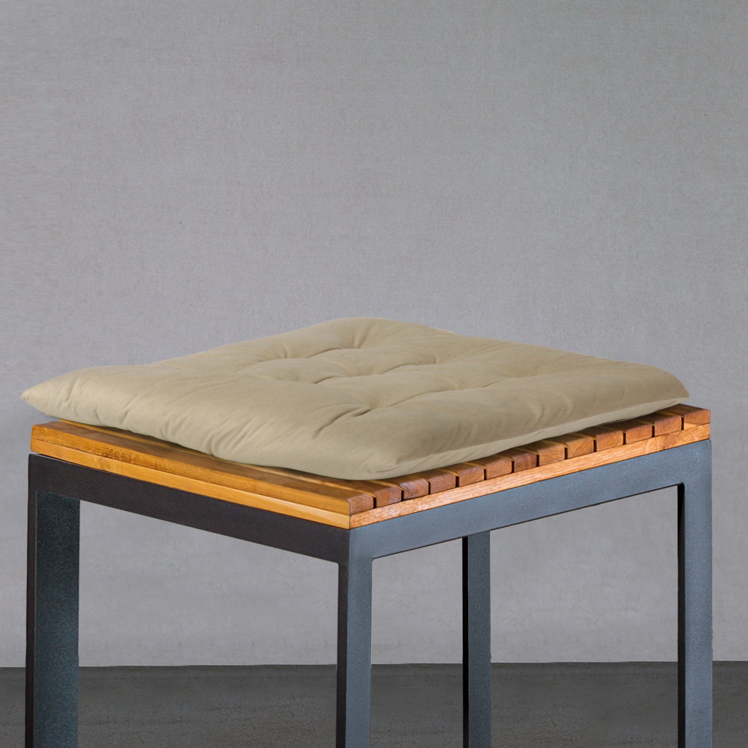 Velvet Slip Free Tufted  Chair Cushion Light Beige 40x40cm - Cotton Home