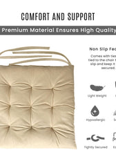 Velvet Slip Free Tufted  Chair Cushion Light Beige 40x40cm - Pack of 4 - Cotton Home