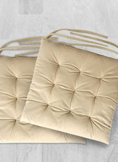 Velvet Slip Free Tufted  Chair Cushion Light Beige 40x40cm - Pack of 2 - Cotton Home