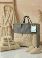 Luxury 7PC Egyptian Cotton Bath Bundle Set Linen – Bathrobe, Towels, Slippers