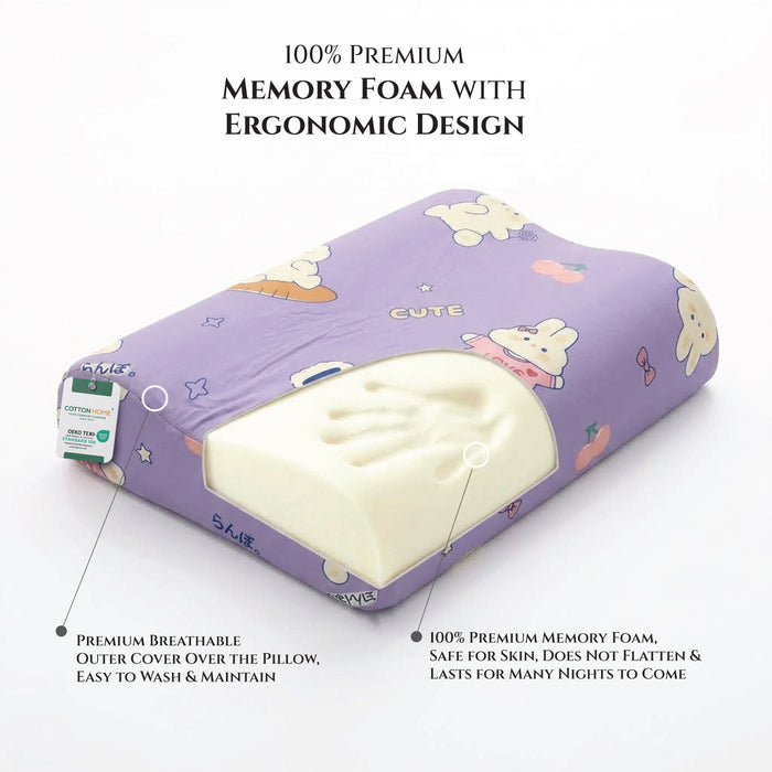 Kids Contour Memory Foam Pillows - Love Bunny (26x38cm)