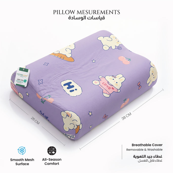 Kids Contour Memory Foam Pillows - Love Bunny (26x38cm)