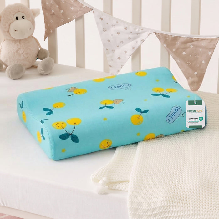 Snoozie Kids Contour Memory Foam Pillow 26x38 cm, Ergonomic Pillow for Children, Removable Cover Lovely
