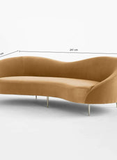 Luxe Lounge Luxurious Camel Velvet 3 Seater Sofa - 241cm Chic & Comfortable Lounge Seating - Cotton Home