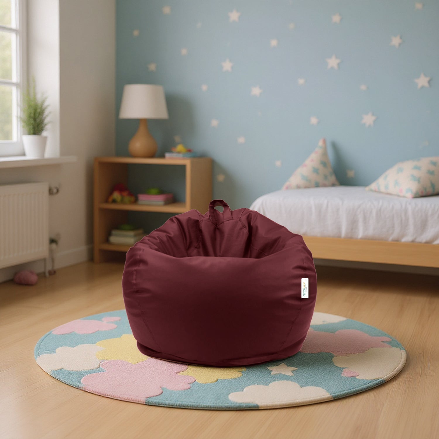 Kids Bean Bag Chair Premium PU Leather 50x80x80cm - Maroon