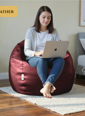 Adult Bean Bag Chair Premium PU Leather  62x105cm - Maroon
