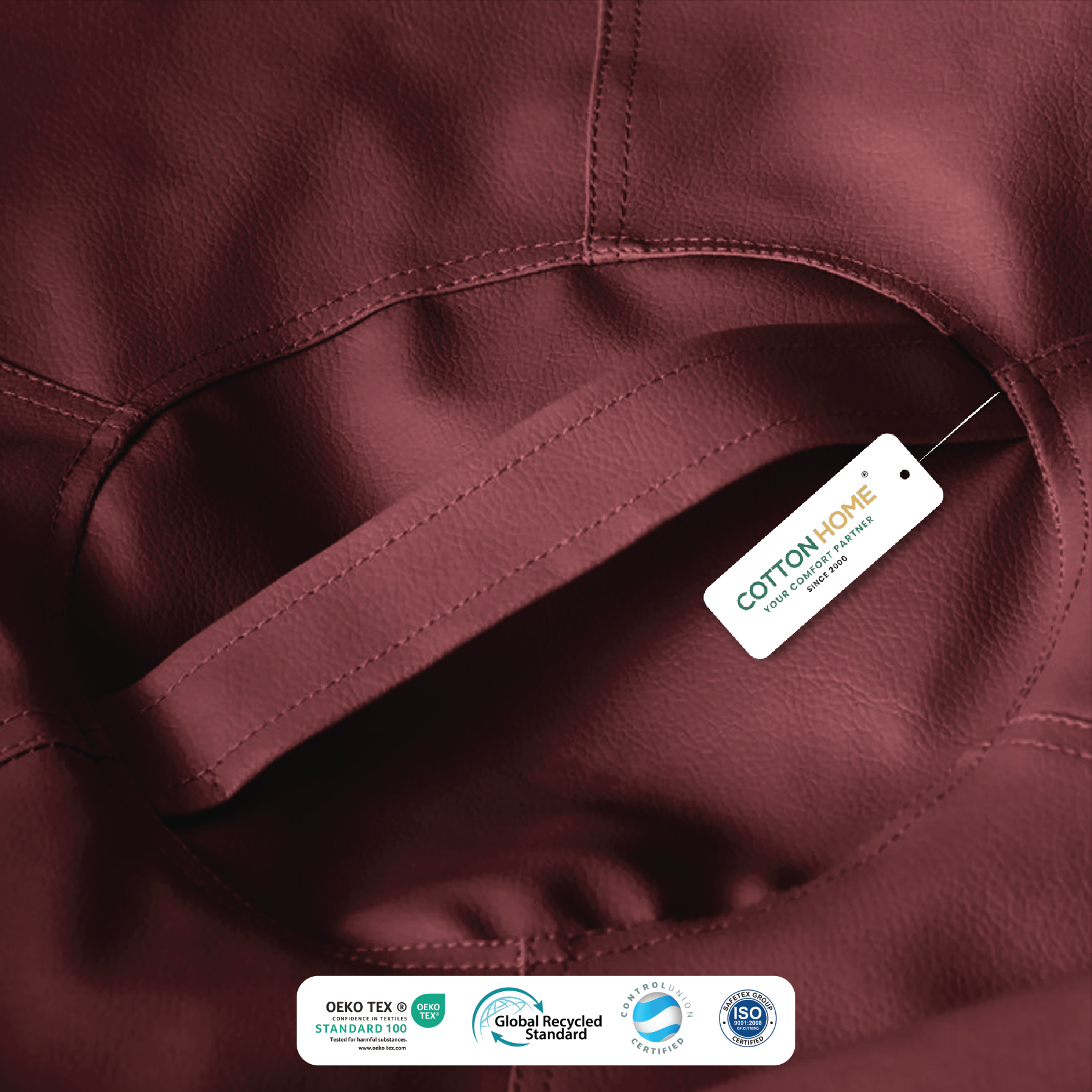 Kids Bean Bag Chair Premium PU Leather 50x80x80cm - Maroon