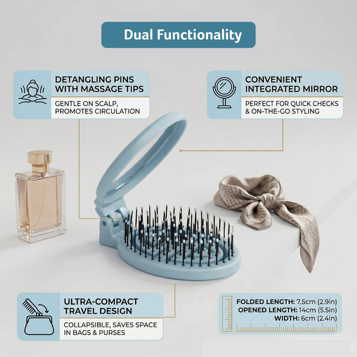 Cinnamoroll Theme Hair Accessories Foldable Hair Brush with Mirror