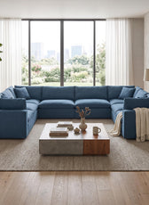 Novara 8-Seater Modular Fabric Sofa – Symmetrical Design, Wide & Spacious, Ash Blue Upholstery, 400cm x 300cm x 89cm