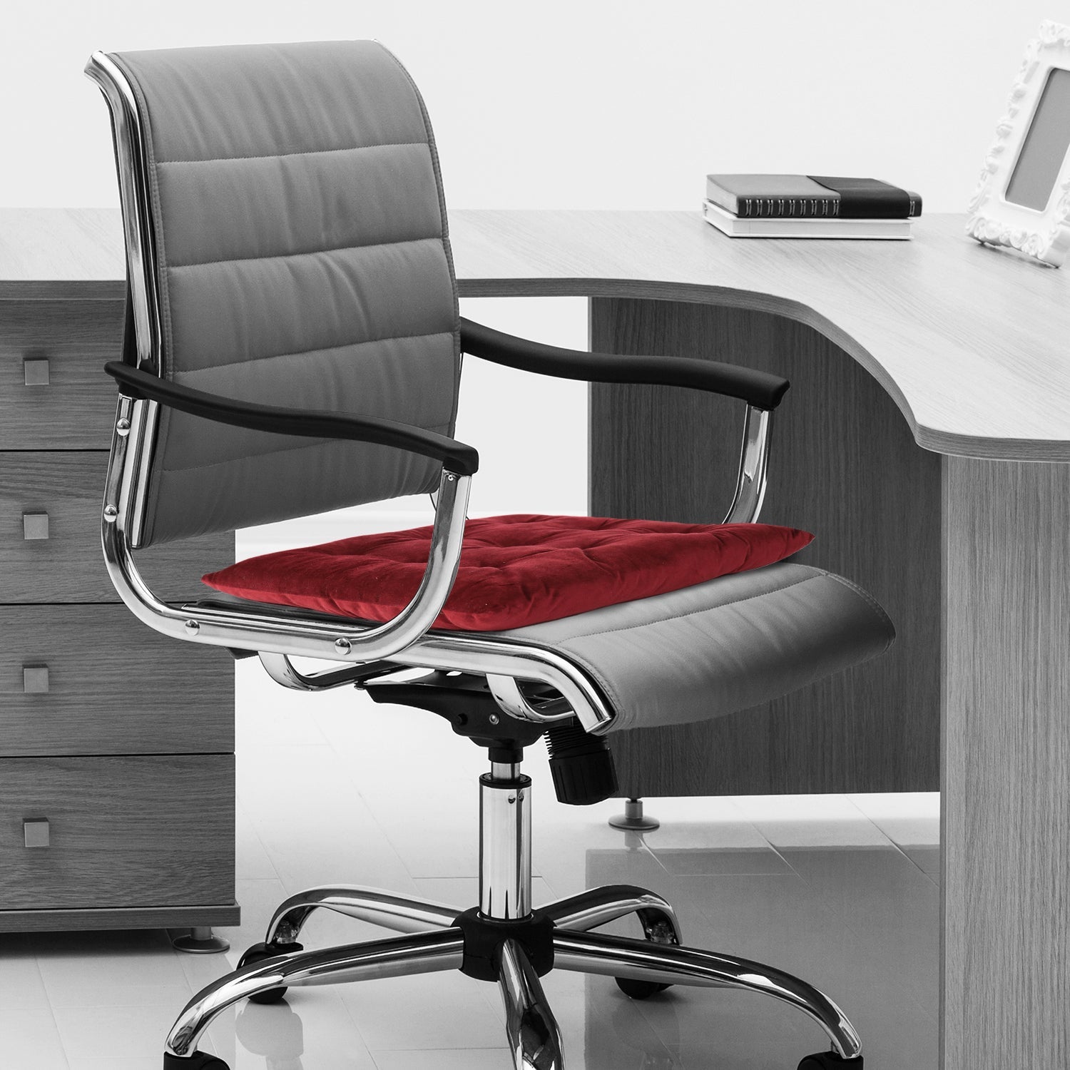 Velvet Slip Free Tufted  Chair Cushion Maroon 40x40cm - Pack of 4 - Cotton Home