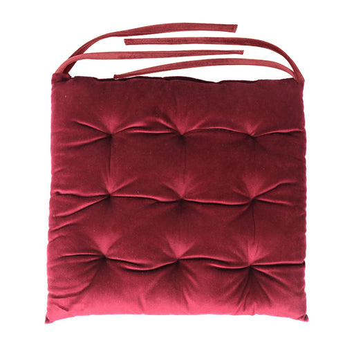 Velvet Slip Free Tufted  Chair Cushion Maroon 40x40cm - Cotton Home