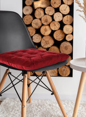 Velvet Slip Free Tufted  Chair Cushion Maroon 40x40cm - Pack of 2 - Cotton Home