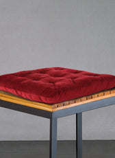 Velvet Slip Free Tufted  Chair Cushion Maroon 40x40cm - Cotton Home