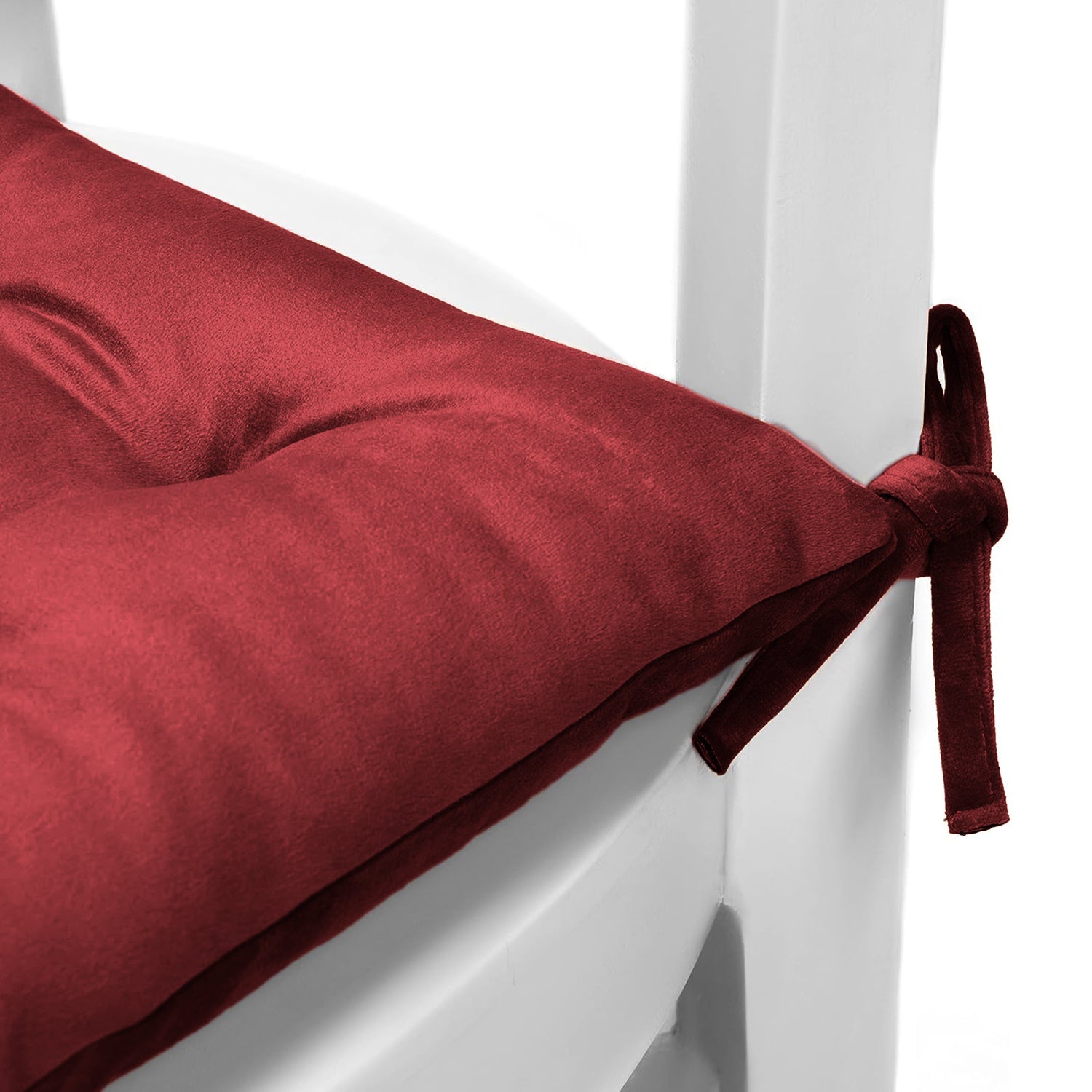 Velvet Slip Free Tufted  Chair Cushion Maroon 40x40cm - Pack of 2 - Cotton Home