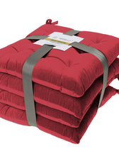 Velvet Slip Free Tufted  Chair Cushion Maroon 40x40cm - Pack of 4 - Cotton Home