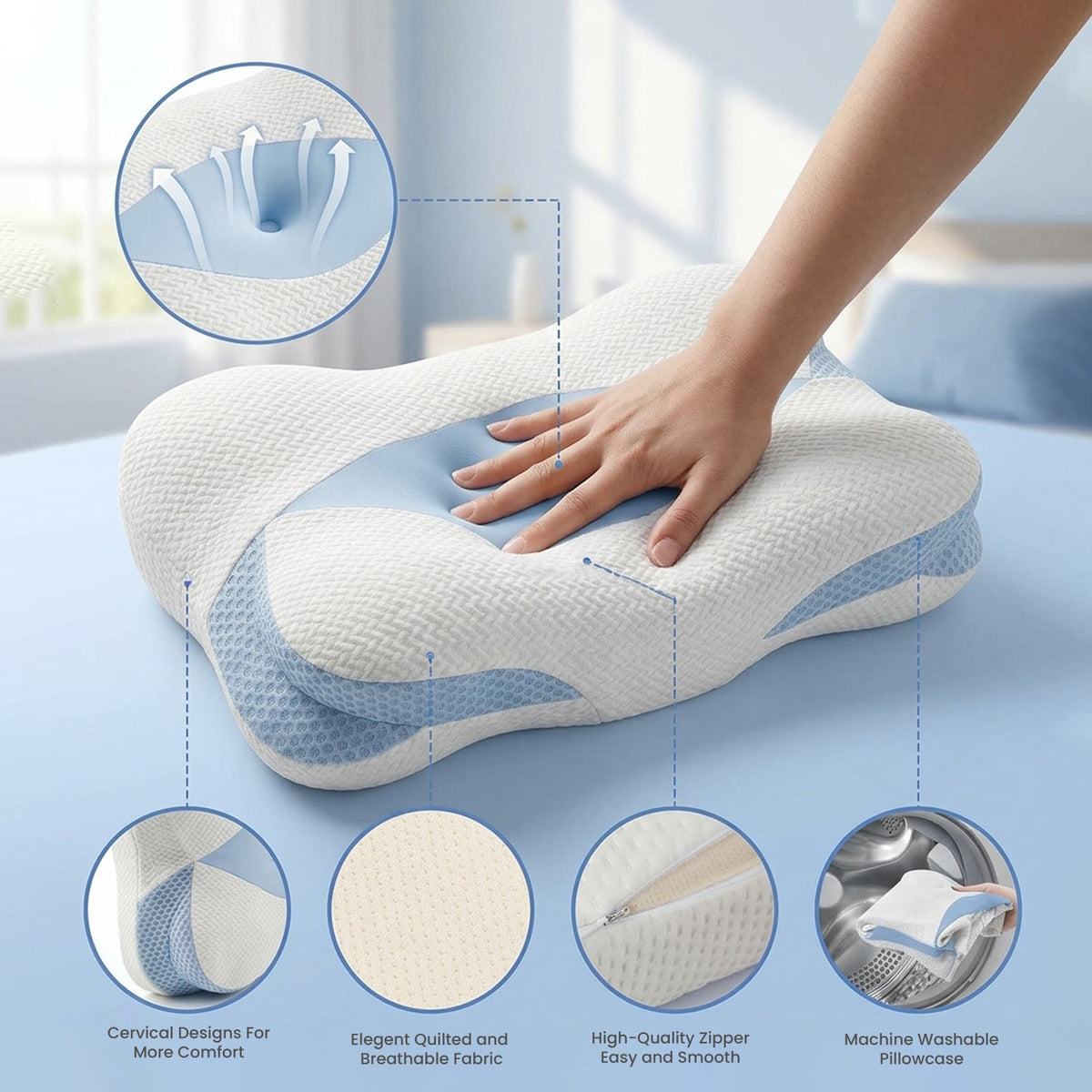 Comfort Ergonomic Contour Memory Foam Pillow 62x41cm