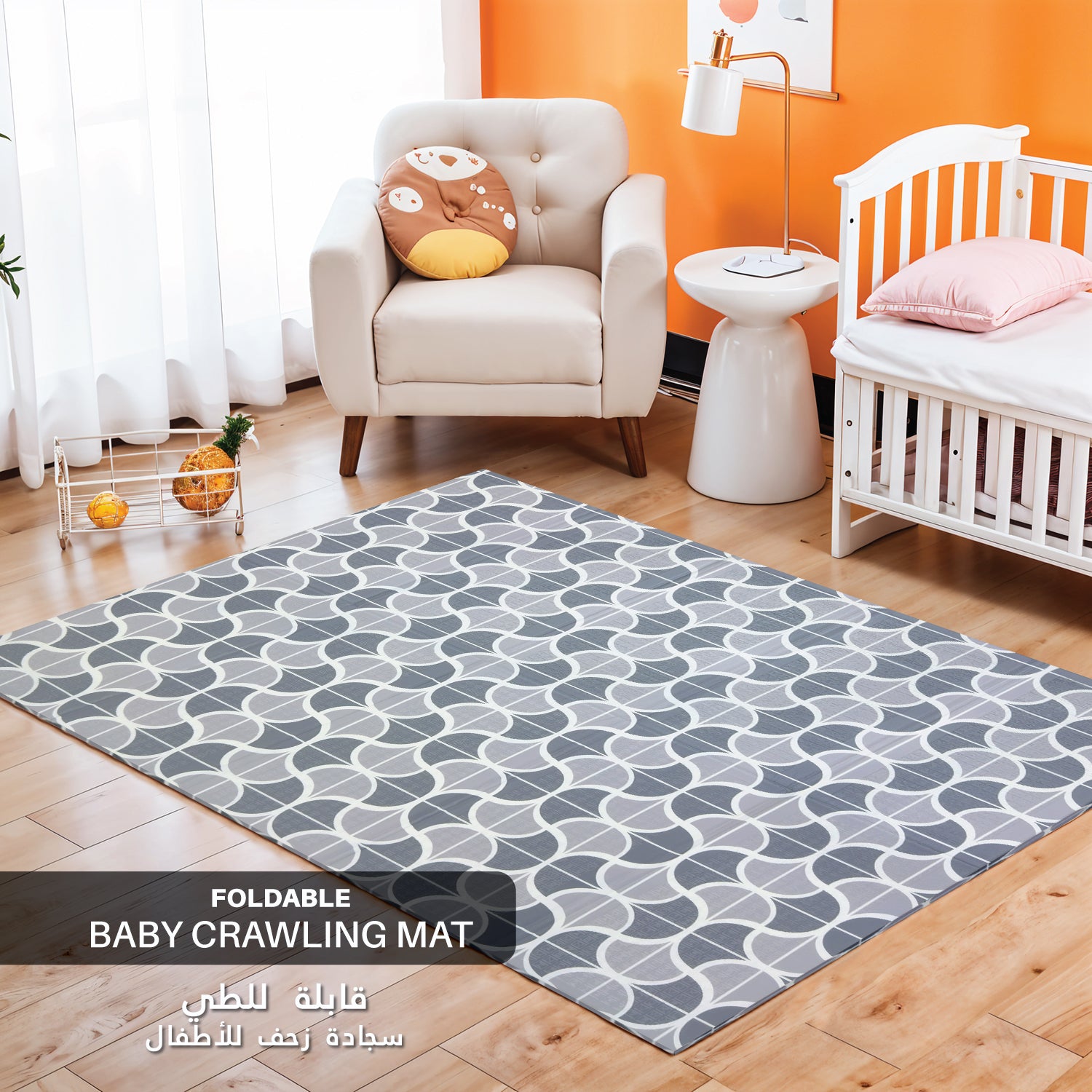 Baby Crawling Mat 200x180CM Large Reversible Waterproof, Non-Slip Play Mat with Animals Design