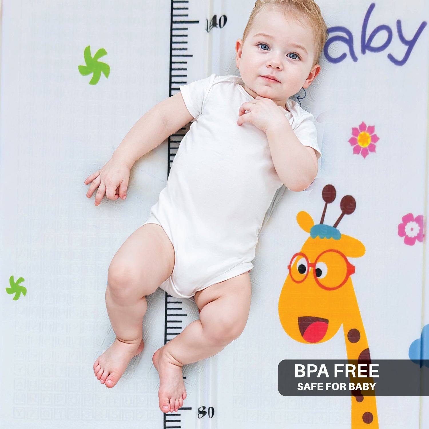 Baby Crawling Mat 200x180CM Large Reversible Waterproof, Non-Slip Play Mat with Animals Design