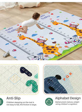 Baby Crawling Mat 200x180CM Large Reversible Waterproof, Non-Slip Play Mat with Animals Design