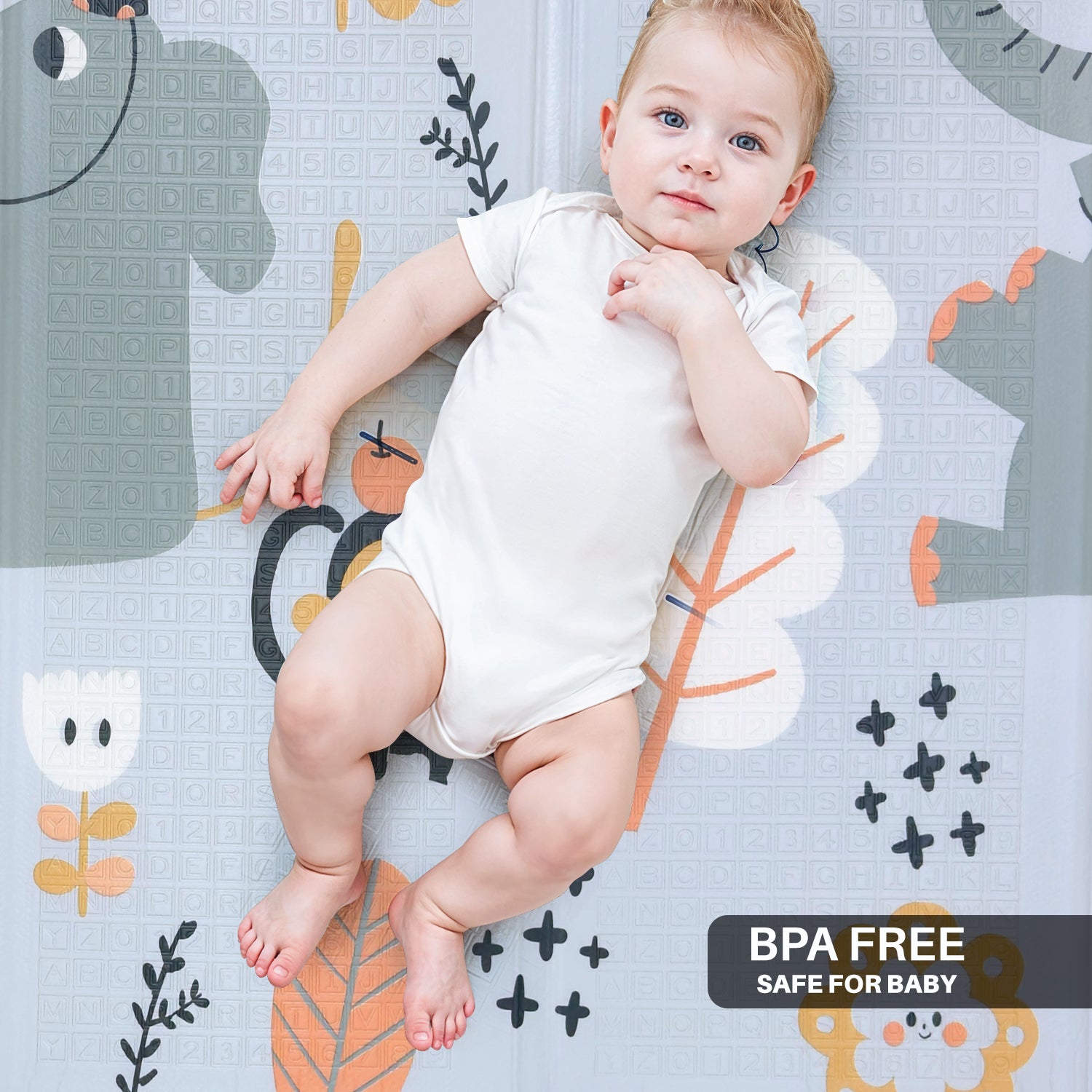 Baby Crawling Mat 200x180CM Large Reversible Waterproof, Non-Slip Play Mat with Elephant Design
