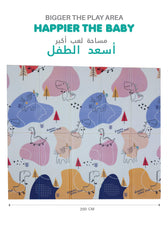 Baby Crawling Mat 200x180CM Large Reversible Waterproof, Non-Slip Play Mat with Elephant Design