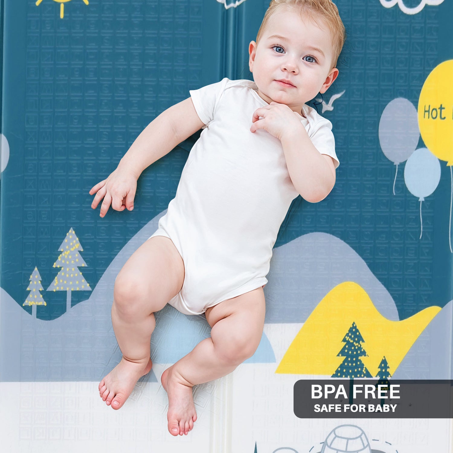 Baby Crawling Mat 200x180CM Large Reversible Waterproof, Non-Slip Play Mat with Penguin Design