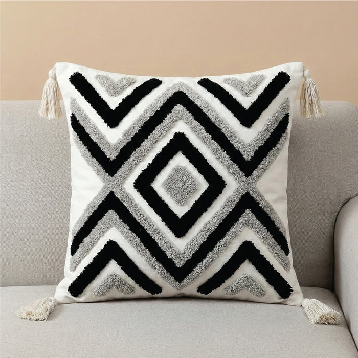 Boho Handcrafted Throw Pillow 45x45cm Filled Cushion with Maze Design Pack of 2