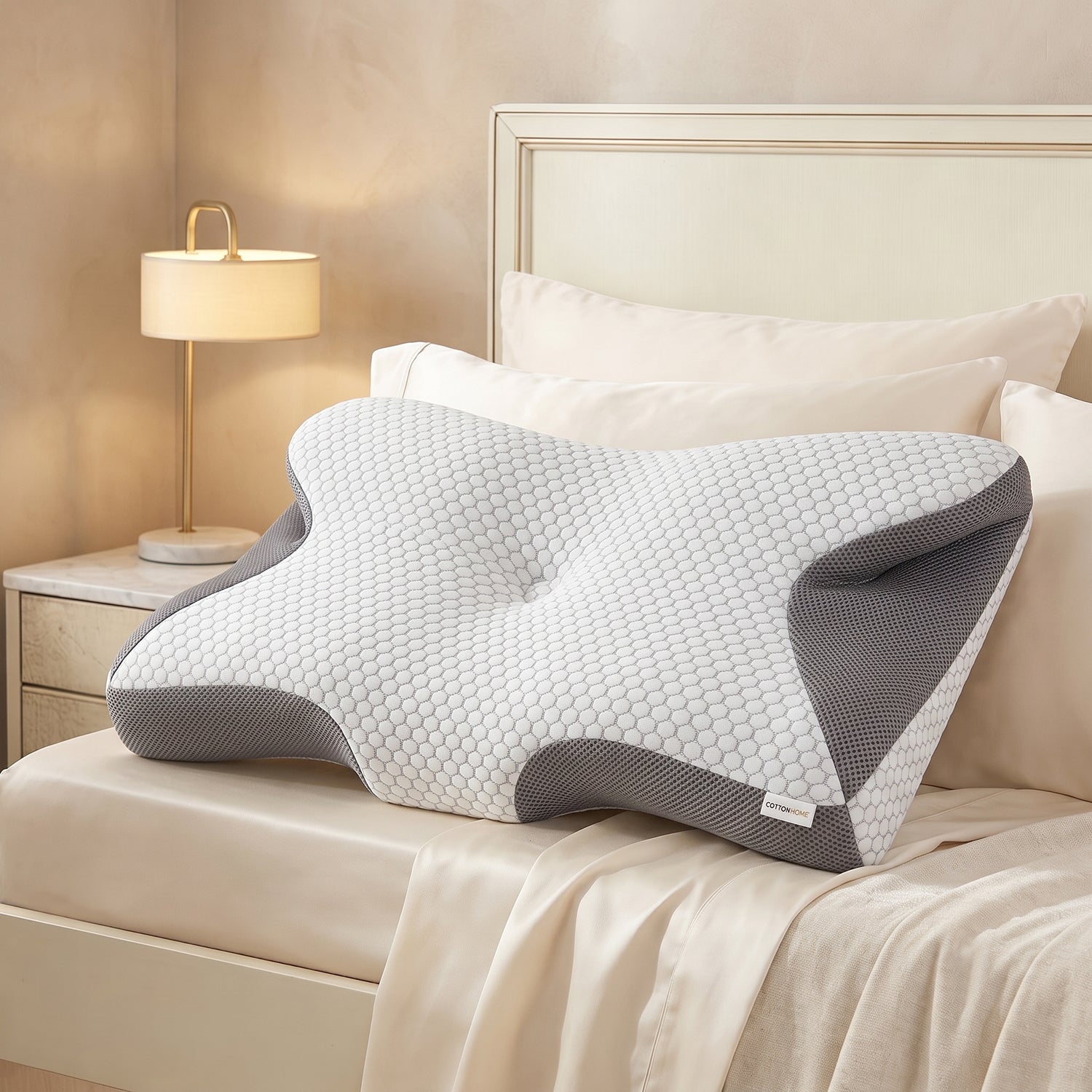 Ergo Memory Foam Pillow with Breathable, Washable Cover  64x40x12cm