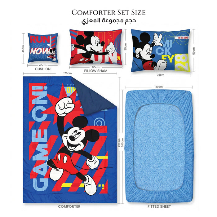 Micky Mouse Official Kids Bedding Set – 5 Piece Comforter Set Cozy & Colorful Cartoon Character with Matching Pillowcases & Bedsheet