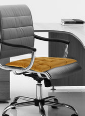 Velvet Slip Free Tufted  Chair Cushion Mustard 40x40cm - Pack of 2 - Cotton Home