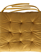 Velvet Slip Free Tufted  Chair Cushion Mustard 40x40cm - Cotton Home