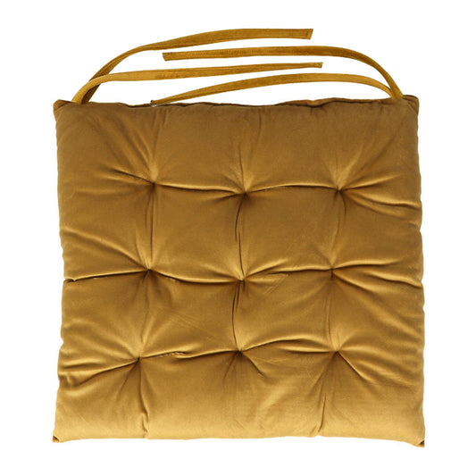 Velvet Slip Free Tufted  Chair Cushion Mustard 40x40cm - Cotton Home