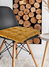 Velvet Slip Free Tufted  Chair Cushion Mustard 40x40cm - Cotton Home
